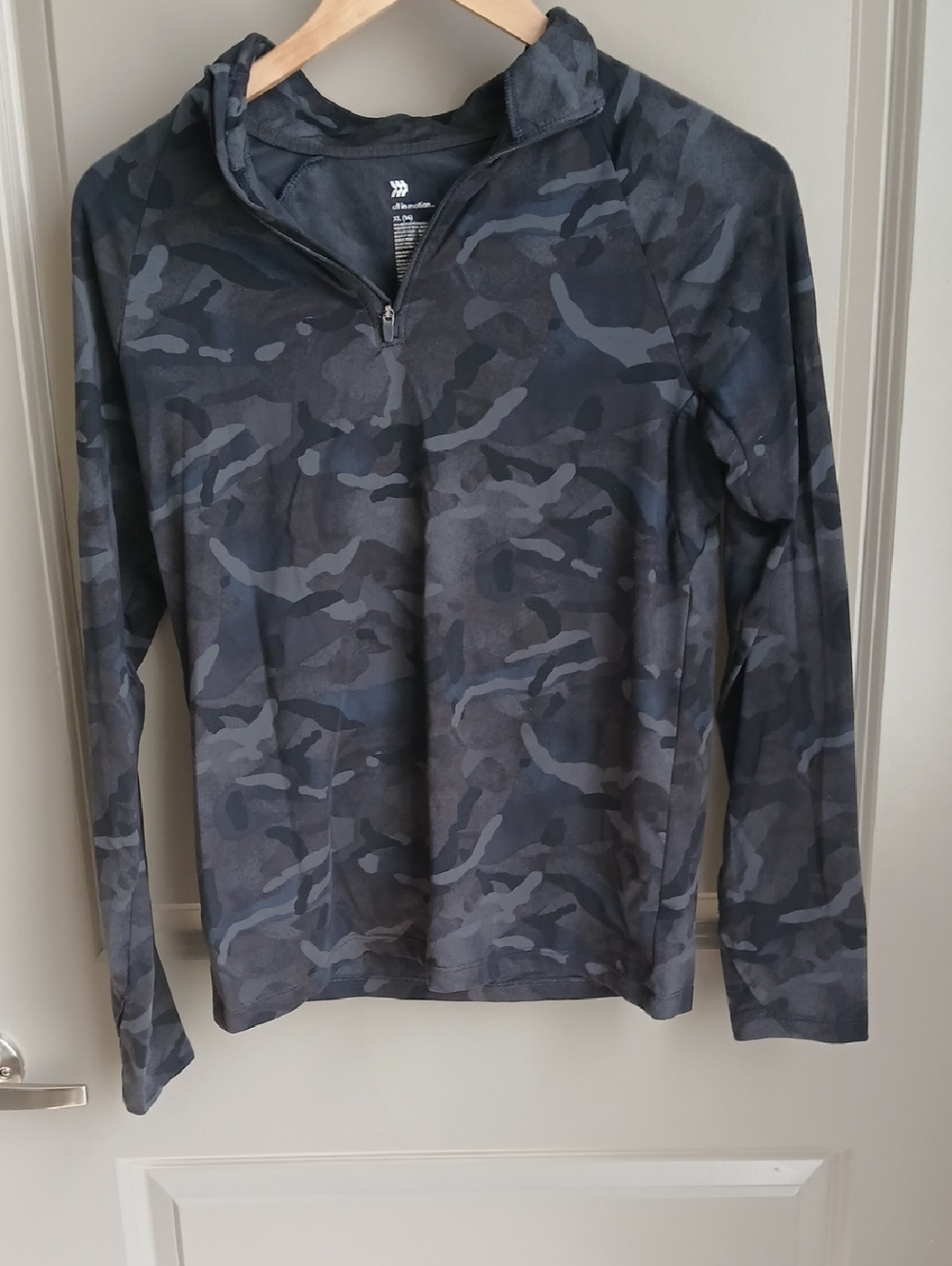 Boys All In Motion Dark Gray Camo Quarter-Zip Pullover